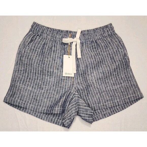 Quince Pants - Quince Linen Shorts French Cut Drawstring Small Chambrey Striped New